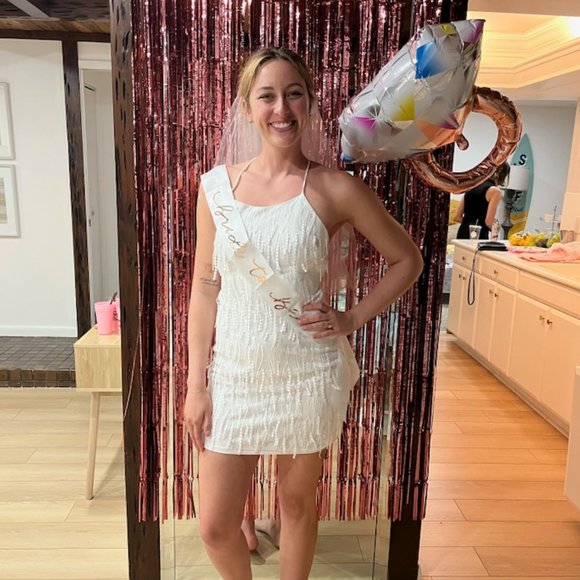 Lulus | Making Magic White Fringe Lace-Up Mini Dress | Medium - Picture 4 of 13